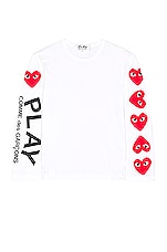 COMME des GARCONS PLAY Logo Tee in White, view 1, click to view large image.