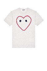 COMME des GARCONS PLAY Heart Logo Tee in Grey, view 1, click to view large image.
