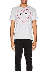 COMME des GARCONS PLAY Heart Logo Tee in Grey, view 3, click to view large image.