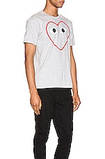 COMME des GARCONS PLAY Heart Logo Tee in Grey, view 4, click to view large image.