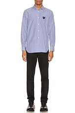 COMME des GARCONS PLAY Striped Shirt in Blue, view 4, click to view large image.