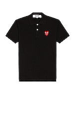 COMME des GARCONS PLAY Polo T-Shirt in Black, view 1, click to view large image.