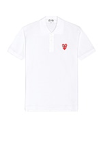 COMME des GARCONS PLAY Polo T-Shirt in White, view 1, click to view large image.
