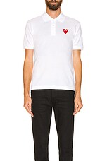 COMME des GARCONS PLAY Polo T-Shirt in White, view 3, click to view large image.