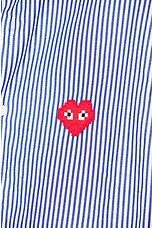 COMME des GARCONS PLAY Invader Stipe Shirt in Blue & White, view 3, click to view large image.