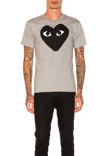 COMME des GARCONS PLAY Emblem Cotton Tee in Grey & Black, view 1, click to view large image.