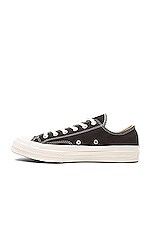 COMME des GARCONS PLAY Converse Large Emblem Low Top Canvas Sneakers in Black, view 5, click to view large image.