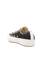 COMME des GARCONS PLAY Converse Large Emblem Low Top Canvas Sneakers in Black, view 3, click to view large image.