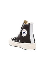 COMME des GARCONS PLAY Converse Large Emblem High Top Canvas Sneakers in Black, view 3, click to view large image.