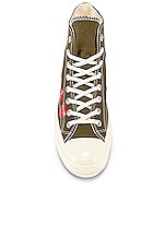 COMME des GARCONS PLAY Emblem Hi Top Sneaker in Khaki, view 4, click to view large image.