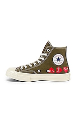 COMME des GARCONS PLAY Emblem Hi Top Sneaker in Khaki, view 5, click to view large image.