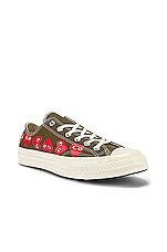 COMME des GARCONS PLAY Emblem Low Top Sneaker in Khaki, view 2, click to view large image.