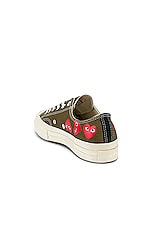 COMME des GARCONS PLAY Emblem Low Top Sneaker in Khaki, view 3, click to view large image.