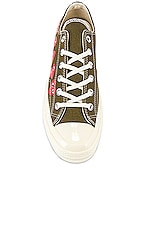 COMME des GARCONS PLAY Emblem Low Top Sneaker in Khaki, view 4, click to view large image.
