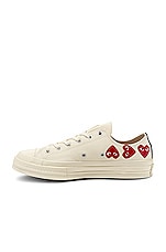 COMME des GARCONS PLAY Emblem Low Top Sneaker in Off White, view 5, click to view large image.