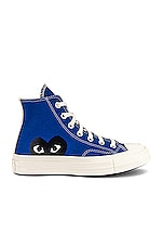 COMME des GARCONS PLAY Converse Chuck Taylor High in Blue, view 1, click to view large image.