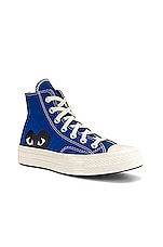 COMME des GARCONS PLAY Converse Chuck Taylor High in Blue, view 2, click to view large image.