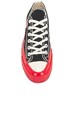 COMME des GARCONS PLAY Converse Red Sole Low Top in Black, view 4, click to view large image.