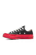 COMME des GARCONS PLAY Converse Red Sole Low Top in Black, view 5, click to view large image.