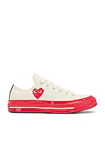 COMME des GARCONS PLAY Converse Red Sole Low Top in Off White, view 1, click to view large image.