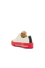 COMME des GARCONS PLAY Converse Red Sole Low Top in Off White, view 3, click to view large image.