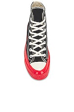 COMME des GARCONS PLAY Converse Red Sole High Top in Black, view 4, click to view large image.