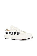 COMME des GARCONS PLAY Converse Multi Heart Low Top in Beige, view 2, click to view large image.