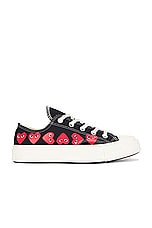 COMME des GARCONS PLAY Converse Multi Heart Low Top in Black, view 1, click to view large image.
