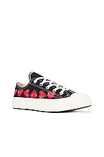 COMME des GARCONS PLAY Converse Multi Heart Low Top in Black, view 2, click to view large image.