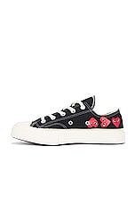 COMME des GARCONS PLAY Converse Multi Heart Low Top in Black, view 5, click to view large image.