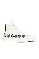 COMME des GARCONS PLAY Converse Multi Heart High Top in Beige, view 1, click to view large image.