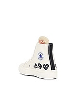 COMME des GARCONS PLAY Converse Multi Heart High Top in Beige, view 3, click to view large image.