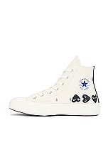 COMME des GARCONS PLAY Converse Multi Heart High Top in Beige, view 5, click to view large image.