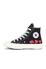 COMME des GARCONS PLAY Converse Multi Heart High Top in Black, view 5, click to view large image.