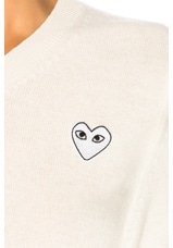 COMME des GARCONS PLAY White Heart Pullover in Natural, view 5, click to view large image.