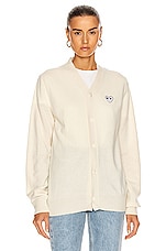 COMME des GARCONS PLAY White Heart Cardigan in Natural, view 2, click to view large image.