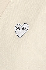COMME des GARCONS PLAY White Heart Cardigan in Natural, view 6, click to view large image.
