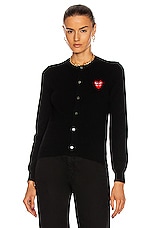 COMME des GARCONS PLAY Cardigan in Black, view 2, click to view large image.