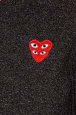 COMME des GARCONS PLAY V-Neck Pullover in Grey, view 5, click to view large image.