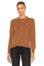 COMME des GARCONS PLAY Cardigan in Brown, view 2, click to view large image.