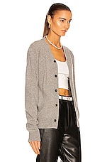 COMME des GARCONS PLAY White Heart Cardigan in Light Grey, view 3, click to view large image.