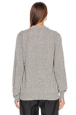 COMME des GARCONS PLAY Wool Black Heart Emblem Cardigan in Light Gray, view 4, click to view large image.