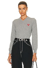 COMME des GARCONS PLAY Invader V-Neck Pullover Sweater in Light Grey, view 1, click to view large image.