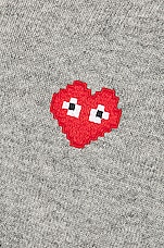 COMME des GARCONS PLAY Invader V-Neck Pullover Sweater in Light Grey, view 5, click to view large image.