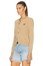 COMME des GARCONS PLAY Invader Cardigan in Camel, view 4, click to view large image.