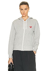 COMME des GARCONS PLAY Invader Hooded Sweatshirt in Grey, view 2, click to view large image.