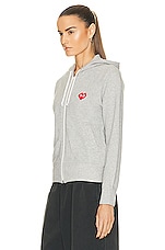 COMME des GARCONS PLAY Invader Hooded Sweatshirt in Grey, view 4, click to view large image.