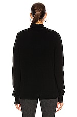 COMME des GARCONS PLAY Wool Cardigan with Black Emblem in Black, view 4, click to view large image.