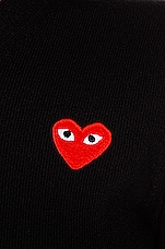COMME des GARCONS PLAY Wool Jersey Intarsia Red Emblem Sweater in Black, view 5, click to view large image.