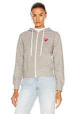 COMME des GARCONS PLAY Full Zip Hoodie in Grey, view 2, click to view large image.